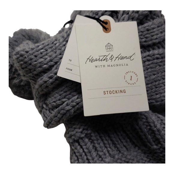 NEW! Lot of 2 Gray Cable Knit Christmas Stockings with Tassels -- Hearth & Hand - Picture 4 of 7